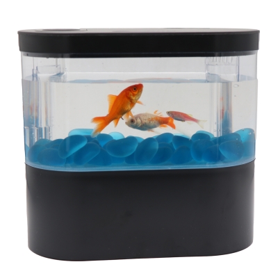 Декоративный аквариум с насосом и фильтром 2л Happy Fish (черный)-2